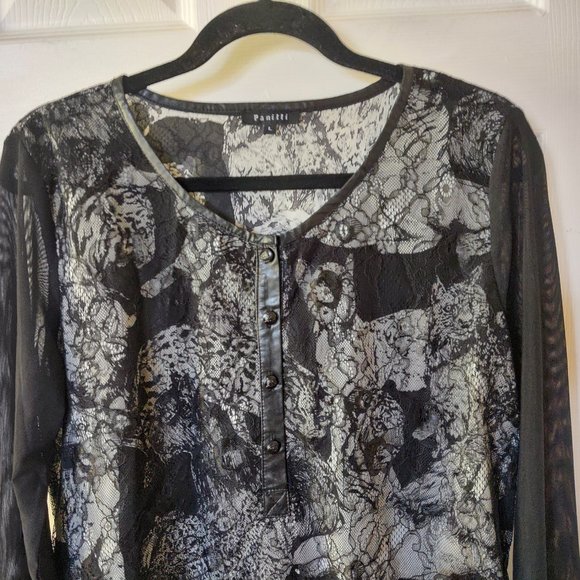 Panitti Women Top Size Large Animal Printed Long Sleeve Black - Picture 2 of 9